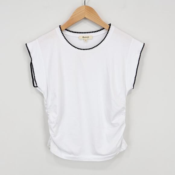 Madewell Side-Cinch Muscle Tee White Black Size XS NWT - Picture 2 of 10